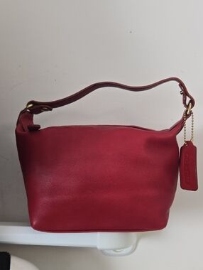 Red Leather Mini Bag with Top Handle - Coach